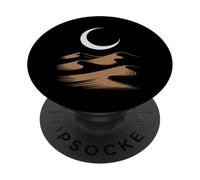 Winding Desert Path Under Crescent Moon Landscape Art PopSockets Adhesive PopGrip
