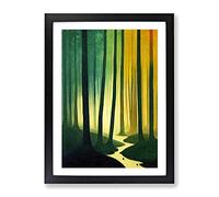 Winding Forest Path No.1 Framed Print | A2 Black Framed Wall Art | Ready to Hang | Modern Landscape Picture | Living Room Bedroom Lounge Office