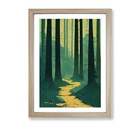Winding Forest Path No.2 Framed Print | A3 Oak Framed Wall Art | Ready to Hang | Modern Landscape Picture | Living Room Bedroom Lounge Office