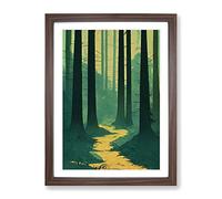 Winding Forest Path No.2 Framed Print | A4 Walnut Framed Wall Art | Ready to Hang | Modern Landscape Picture | Living Room Bedroom Lounge Office