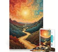 Winding Path to The Sun Jigsaw Puzzle1000 Pieces Thinking Skill Game Seamless Fit Precise Pieces Family Fun Night Activity (50x75cm)