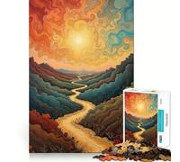 Winding Path to The Sun Jigsaw Puzzles1000 Pieces Cognitive Boost Fun Burr Free Clean Cut Pieces Holiday Indoor Entertainment Toy (38x52cm)