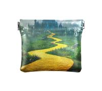 Winding Path Yellow Coin Wallets, Leather Coin Purse, Tiny Coin Pouch, Winding Path Yellow, 4.33x3.74In, Winding Path Yellow