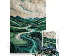 Winding River Landscape 1000 Pieces Puzzles for Adults Cognitive Boost Mindful Escape Tight Lock (50x75cm)