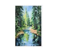 Winding River Through The Forest, Dynamic Landscape Art Print, Emily Carr Style Canvas Poster Wall Art Decor Print Picture Paintings for Living Room Bedroom Decoration 12x18inch(30x45cm)