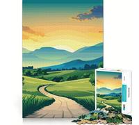 Winding Road Through Hills Jigsaw Puzzles 1000 Mind Skill Play Premium Laser Cut Quality Quiet Time Mind Exercise at Home (38x52cm)