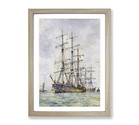 Windjammer Ship Vol.6 By Henry Scott Tuke Classic Painting Framed Print | A3 Oak Framed Wall Art | Ready to Hang | Classic Vehicle Picture | Living Room Bedroom Lounge Office