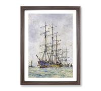 Windjammer Ship Vol.6 By Henry Scott Tuke Classic Painting Framed Print | A3 Walnut Framed Wall Art | Ready to Hang | Classic Vehicle Picture | Living Room Bedroom Lounge Office