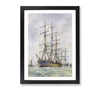Windjammer Ship Vol.6 By Henry Scott Tuke Classic Painting Framed Wall Art Print, Ready to Hang Picture for Living Room Bedroom Home Office Décor, Black A3 (34 x 46 cm)