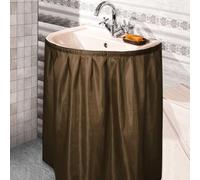 Windkream Fabric Sink Skirt Diamond Bathroom Stitch Self Stick Adhesive Waterproof Fabric Under Sink Curtain Skirt 55 x 32 Inch Sinks Adds Bathroom Storage (Khaki,Fashion Style)