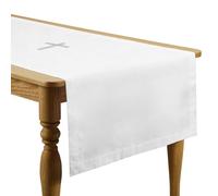 Windkream White Spiritual Communion Tablecloth Altar Runner Holy Communion Table Runner Altar Frontal for Church for Gatherings Baptism Ceremonies(62 x 24 Inches,Table Runner)