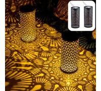 Windlight Lantern Tealight Holder Candle Decor 2-Piece Set Metal Black Oriental