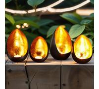 Windlight Lantern Tealight Holder Candle Decor 4-Piece Set Metal Black Oriental