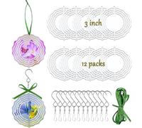 WindMage 12 Pack 3inch Sublimation Wind Spinner Blanks 3D Aluminum Metal Wind Sculpture Kinetic Spinners for Yard Garden Indoor Art Ornaments Xmas Hanging Decoration (Floral)