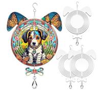 WindMage 4Pack 8 inch Sublimation Wind Spinner Blanks 3D Aluminum Metal Wind Sculpture Kinetic Spinners for Yard and Garden Indoor Art Ornaments Hanging Decoration (Dog)