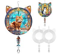 WindMage 4Pack 8 inch Sublimation Wind Spinner Blanks 3D Aluminum Metal Wind Sculpture Kinetic Spinners for Yard and Garden Indoor Art Ornaments Hanging Decoration (Cat)