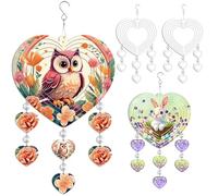 WindMage 4Pack 8inch Sublimation Wind Spinner Blanks 3D Aluminum Metal Wind Sculpture Kinetic Spinners for Yard and Garden Indoor Art Ornaments Hanging Decoration (Heart Pendant)
