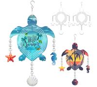 WindMage 4Pack 8inch Sublimation Wind Spinner Blanks 3D Aluminum Metal Wind Sculpture Kinetic Spinners for Yard and Garden Indoor Art Ornaments Hanging Decoration (Turtle)