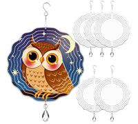 WindMage 6 Pack 8inch Sublimation Wind Spinner Blanks 3D Aluminum Metal Wind Sculpture Kinetic Spinners for Yard and Garden Indoor Art Ornaments Hanging Decoration (Wave Floral)