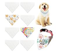 WindMage 8 Packs Sublimation Blank Dog Bandana Over Collar, Pet Collar Sip-On Bandana Blank Customize White Polyester DIY for Dog Cat Extra Small, Small, Medium & Large (L)