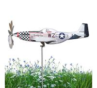 Windmill Airplanes Garden Aircraft Wind Spinner, Outdoor Metal Airplane Windmill Decor, Rust-Proof Stainless Steel Aeroplane Sculpture, 3D Propeller Gift For Garden Lawn Patio Terrace Corrido