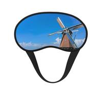 Windmill Blue Print Black Out Eye Mask for Sleeping Airplane, Sleep Mask Polyester for Home and Travel