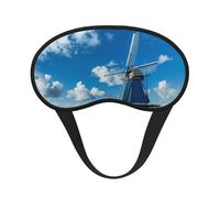 Windmill Blue Print Black Out Eye Mask for Sleeping Airplane, Sleep Mask Polyester for Home and Travel