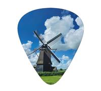 Windmill Blue print Celluloid Guitar Plectrums for Acoustic Guitar Bass,Guitar Picks with Organizer Box
