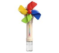 Windmill Bubble Machine, Automatic Bubble Blower for Kids, 6 Holes Rechargeable Bubbles Toy with LED Light, Outdoor Handheld Bubbles Wand, Garden Birthday Party Gift for Toddlers 3+ (Light Yellow)