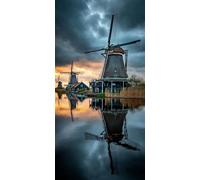 Windmill Diamond Painting Kit with Complete Set of Diamond Art Accessories, 5D DIY Full Drill Embroidery Kit, Sunset Diamante Gems Canvas Wall Art Crafts for Adults, Room Decor 28 x 56in DZSH6447