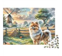 Windmill Farm Dog 1000 Piece Jigsaw Puzzle Jigsaw Puzzle for Adults 1000 Pieces Puzzle Game Country Pastoral Relaxation Home Focus 38x26cm/1000pcs