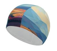 Windmill Flat Illustration Swim Cap for Adult, Elastic Fabric Swimming Cap, Comfortable Bathing Cap for Long & Short Hair