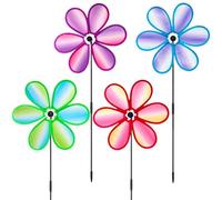 Windmill For Yard | Set Of 4 Decorative Colorful Windmills For The Yard | Weather-Resistant, Scare Birds Away, Outdoor Decorations For Patio Lawn Terrace