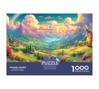 Windmill in A Colorful Valley 1000 Piece Jigsaw Puzzle Colorful Windmill Perfect Birthday Present for Kids & Adults 70x50cm/1000pcs