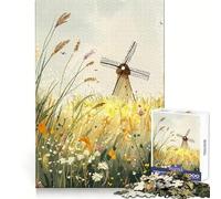 Windmill in A Field Jigsaws 1000 Pieces for Adults Mind Clarity Mind Calming Fun Fine Edges Perfect Present (38x26cm)