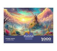 Windmill in A Misty Winter Forest 1000-Piece Jigsaw Puzzle Colorful Windmill Classic Jigsaw Puzzles for All Ages 70x50cm/1000pcs
