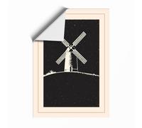 Windmill in Darkness Minimalist Unframed Wall Art Print A4 (29.7×21cm), Wall Decor for Living Room, Bedroom, Office & Home, Art Gift
