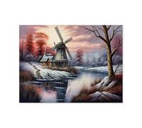 Windmill in the first frost，Jigsaw Puzzles for Adults 1000 Piece Challenging Game Toys, Impossible Puzzle,1000 Piece Jigsaw Puzzles for Adults Family Decoration Puzzle（38x26cm）-AG83