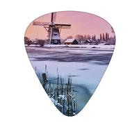 Windmill Landscape Guitar Picks Guitar Accessories 12 Pack Art Bass Pick Thin, Medium Heavy Gauges 3 Sizes For Ukulele