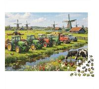 Windmill Landscape Jigsaw Puzzle 1000 Pieces Recycled Paper Rural Holland Jigsaw Puzzles Educational Game Challenge Fun Family Game for Adults And Age 10 38x26cm/1000pcs