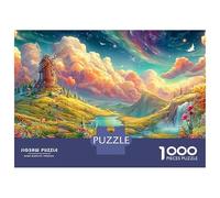 Windmill on A Starlit Flower Hill 1000-Piece Jigsaw Puzzle Colorful Windmill Classic & Challenging, Gift for All Ages 52x38cm/1000pcs