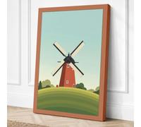 Windmill on the Hill Canvas Wall Art Print 18x12 Inch (46 x 30 cm)