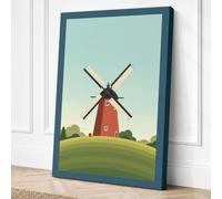 Windmill on the Hill Canvas Wall Art Print 24x16 Inch (61 x 41 cm)
