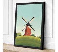 Windmill on the Hill Canvas Wall Art Print 30x20 Inch (76 x 51 cm)