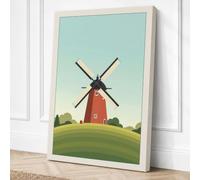 Windmill on the Hill Canvas Wall Art Print 30x20 Inch | Cream