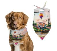 Windmill Tulips-flower Hot Air Balloons Bandanas for Dogs Triangle Pet Bibs Washable Dog/Cat Scarf Pets Accessories