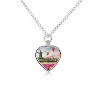 Windmill Tulips-flower Hot Air Balloons Custom Dog Urns Alloy Pet Ashes Jewelry Pets Cremation Pendant Necklace for Men Women Keepsake