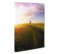 Windmill Upon a Hill in Warwickshire Canvas Print | Gallery Wrapped 30mm Frame Wall Art | 30x20 inches | Ready to Hang | Abstract Floral Picture | Living Room Bedroom Lounge Office