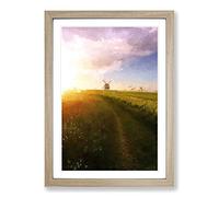 Windmill Upon a Hill in Warwickshire in Abstract Framed Print | A2 Oak Framed Wall Art | Ready to Hang | Abstract Fantasy Picture | Living Room Bedroom Lounge Office