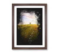 Windmill Upon A Hill In Warwickshire Paint Splash Modern Framed Print | A2 Walnut Framed Wall Art | Ready to Hang | Modern Nature Picture | Living Room Bedroom Lounge Office